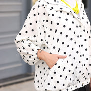 Polka Dot Cotton Ribbon Shirt & Pants Set – White & Black