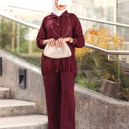 Pinstripe Lucy Jacket & Pants Set – Burgundy