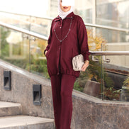 Pinstripe Lucy Jacket & Pants Set – Burgundy