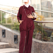 Pinstripe Lucy Jacket & Pants Set – Burgundy