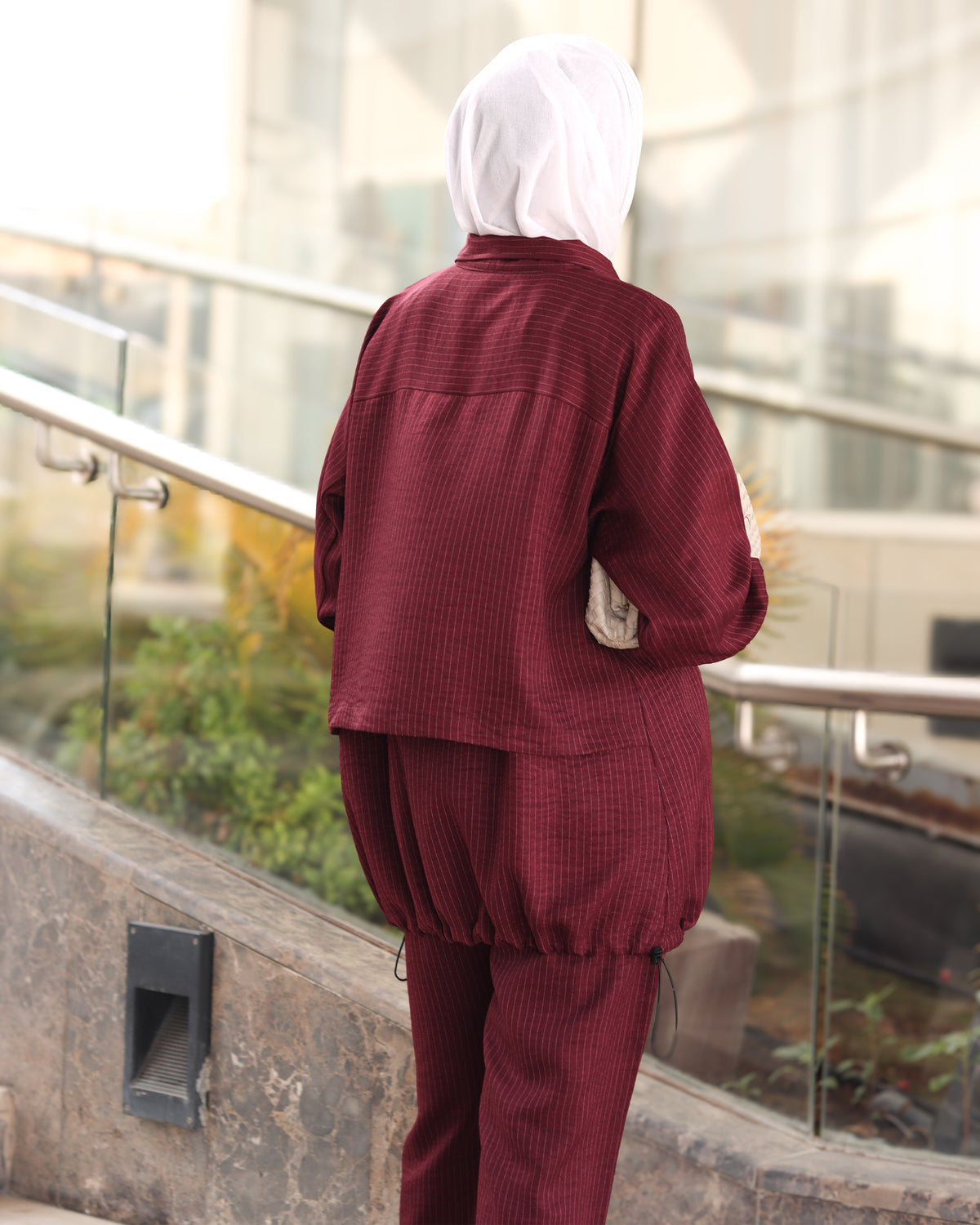 Pinstripe Lucy Jacket & Pants Set – Burgundy